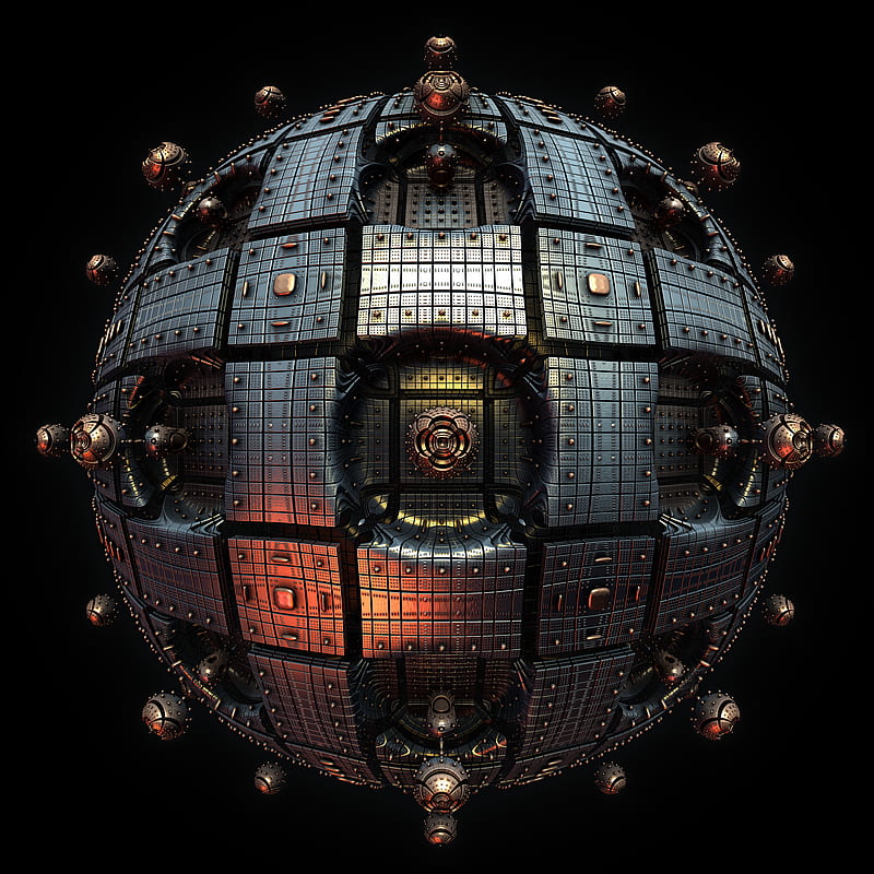 ball, sphere, metal, 3d, volume, HD phone wallpaper