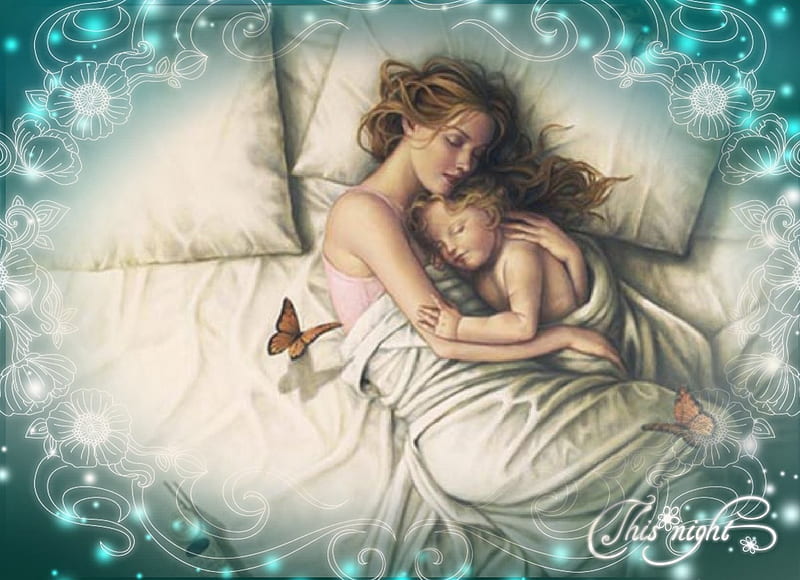 mother love, sleep, love, care, mother, baby, HD wallpaper