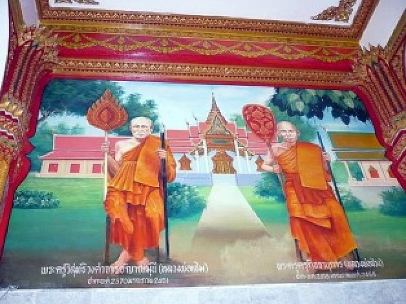 Thai Temple, painting, Temple, Buddha, Thailand, HD wallpaper