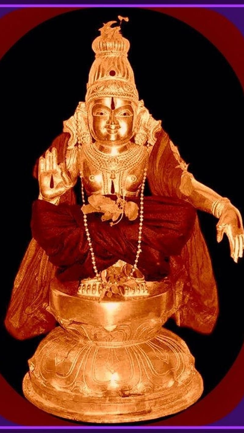 Ayyappa , Manikandan, golden statue, black background, lord, HD phone wallpaper