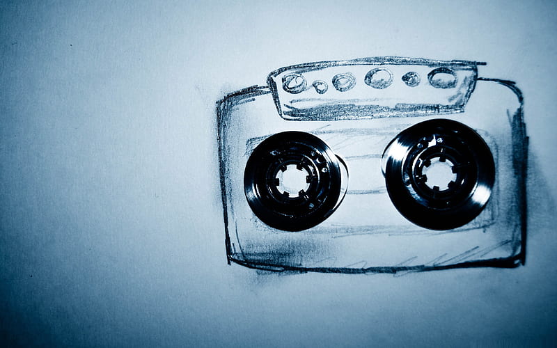 cassette tape drawing-music theme, HD wallpaper