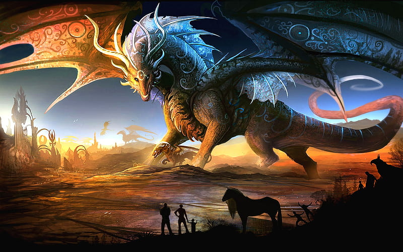 Elemental Dragon, magical, Dragons, elements, myths, HD wallpaper
