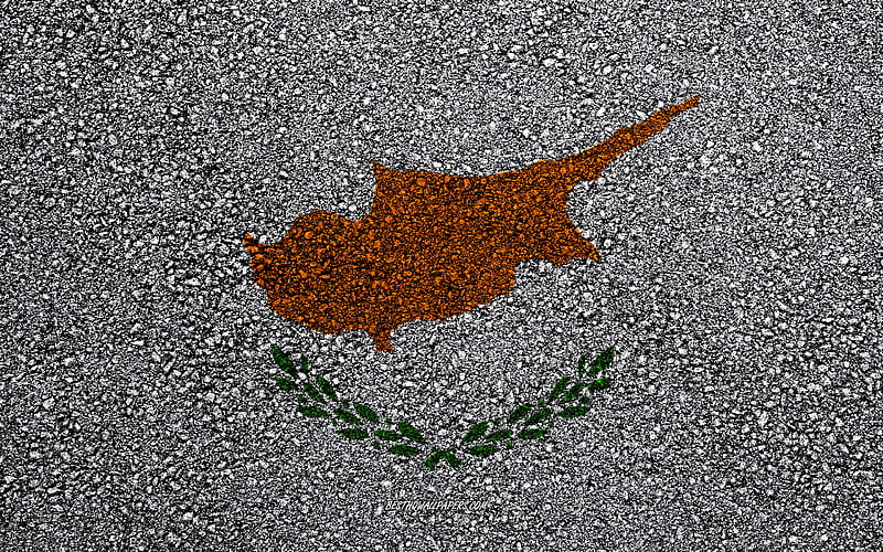 Flag of Cyprus, asphalt texture, flag on asphalt, Cyprus flag, Europe, Cyprus, flags of european countries, HD wallpaper