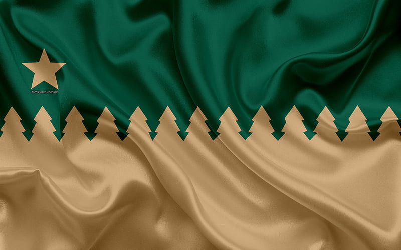 Flag of Greater Sudbury silk texture, Canadian city, brown green silk flag, Greater Sudbury flag, Ontario, Canada, art, North America, Greater Sudbury, HD wallpaper