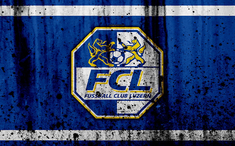 FC Luzern logo, stone texture, grunge, Switzerland Super League, football, Luzern emblem, Lucerne, Switzerland, HD wallpaper