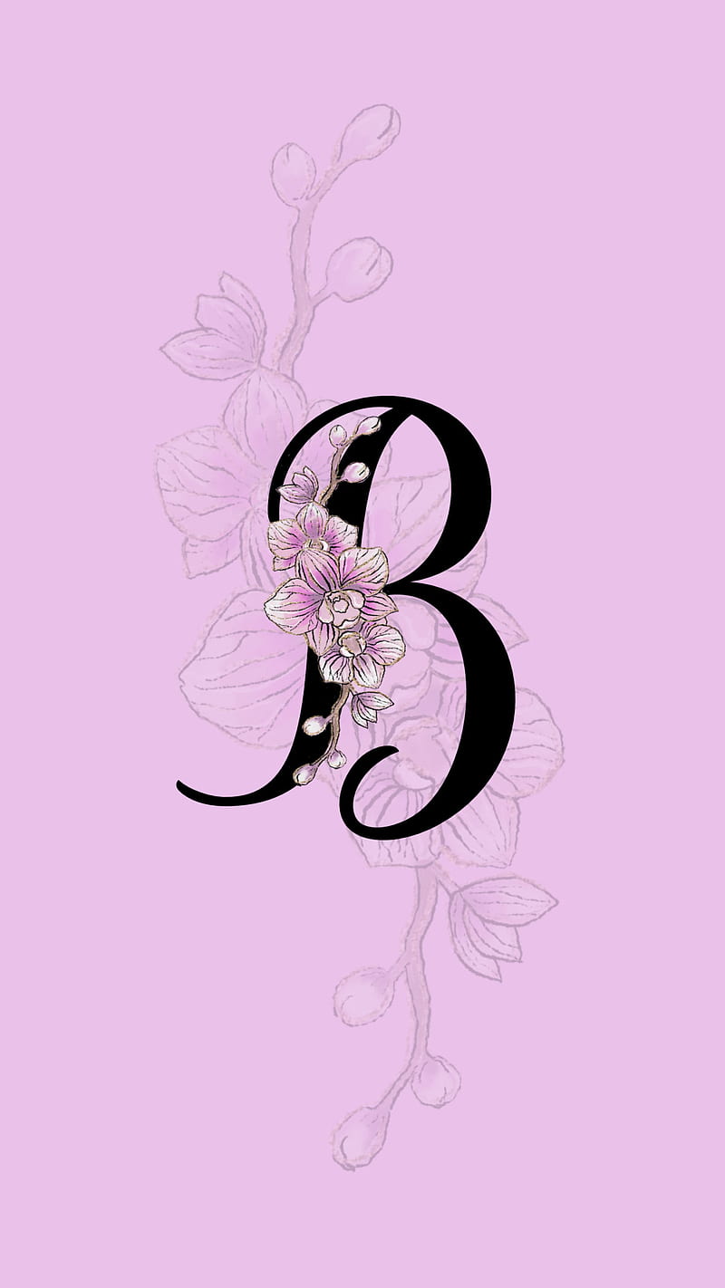 Letter B Orchid, fancy, floral, flowers, iphone, pink, samsung, HD phone  wallpaper | Peakpx