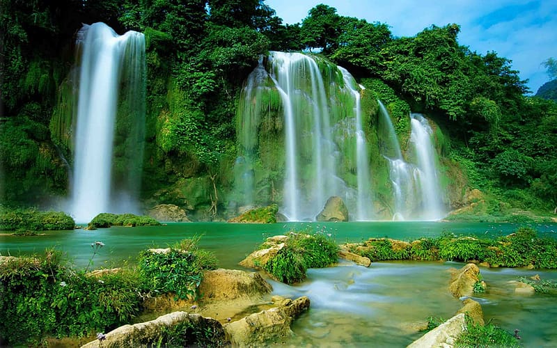 Waterfalls, Waterfall, Earth, Vietnam, Ban Gioc Detian Falls, HD wallpaper