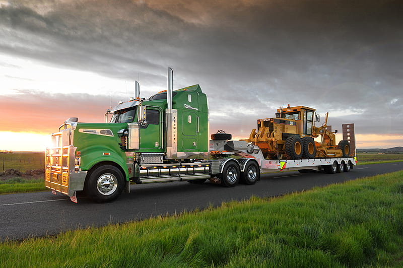 Kenworth With An Over Size Load, big rigs, trucks, 18wheelers, HD wallpaper