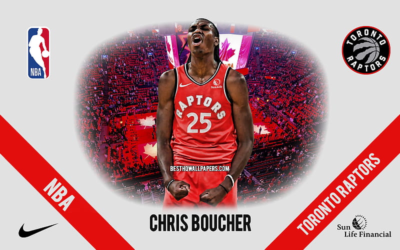 Chris Boucher, Toronto Raptors, Canadian Basketball Player, NBA, portrait, USA, basketball, Scotiabank Arena, Toronto Raptors logo, HD wallpaper