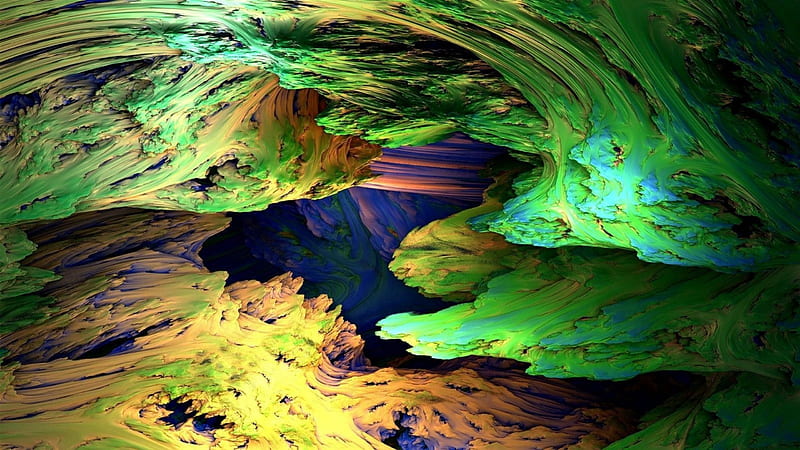 Green caves, 3d, cool, green, abstract, HD wallpaper | Peakpx