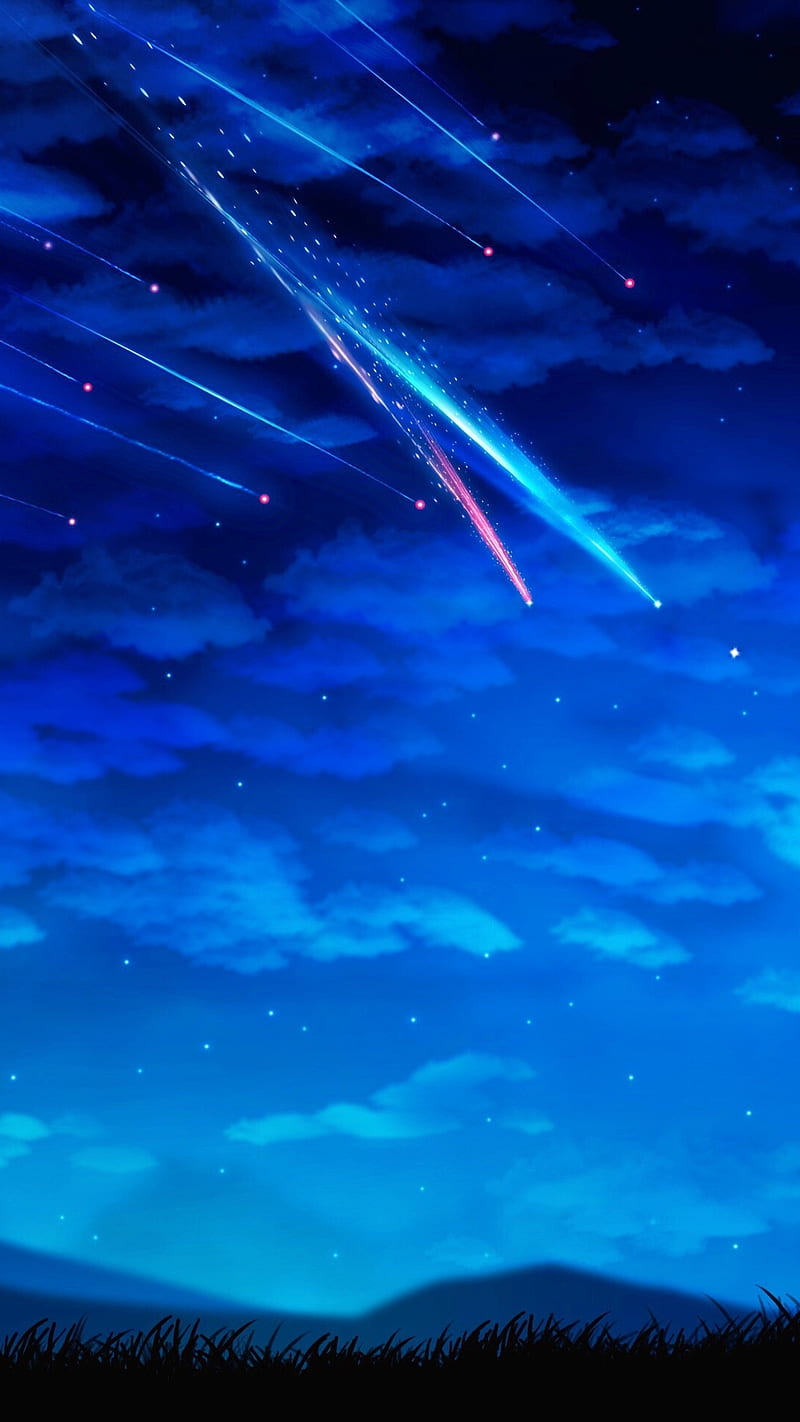 shooting star , anime, bonito, nature, night, shooting star, sky, space, HD phone wallpaper