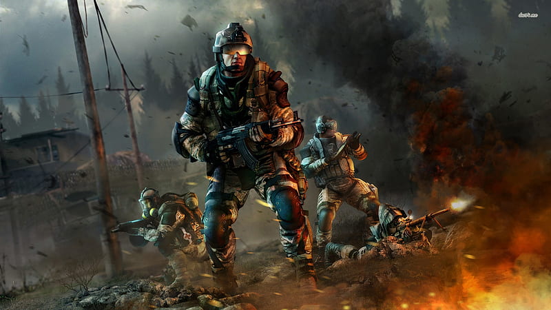 warface, man, soldier, gun, HD wallpaper
