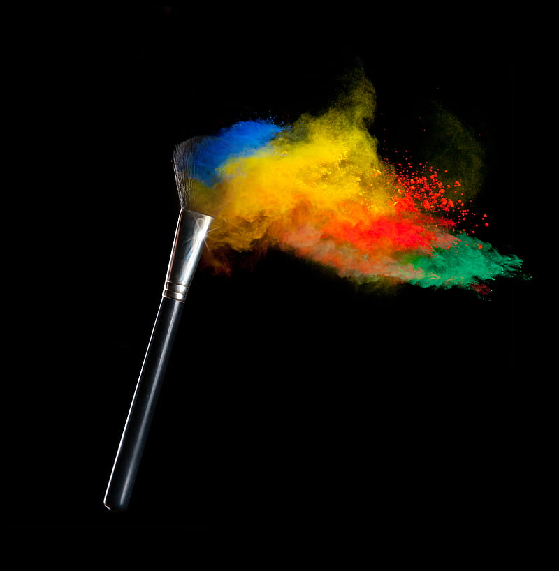 powder explosion, powder, colorful, brush, HD phone wallpaper