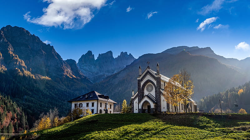 Churches, Church, Alps, House, Mountain, Rock, HD wallpaper
