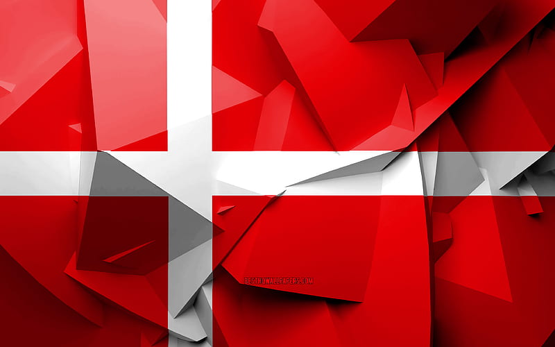 Flag of Denmark, geometric art, European countries, Danish flag, creative, Denmark, Europe, Denmark 3D flag, national symbols, HD wallpaper