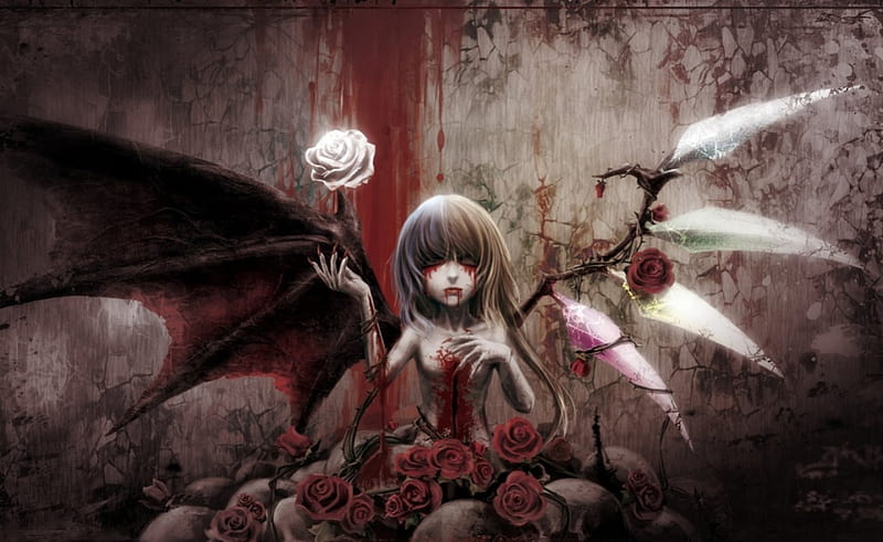 Remilia, manga, roses, anime, dark, HD wallpaper | Peakpx