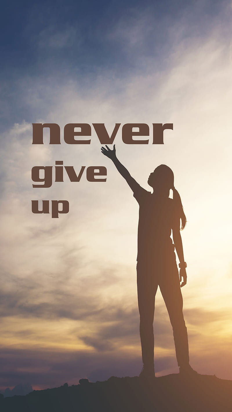 never give up, beginning, cloud, day, every, hayatikdrgl, human, motivation, never, new, orange, HD phone wallpaper