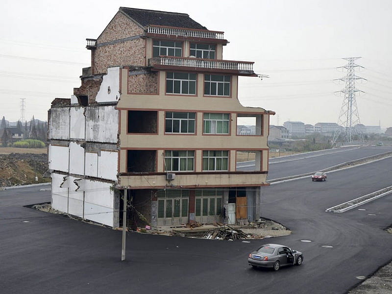 highway built around house, highway, architecture, house, china, HD wallpaper