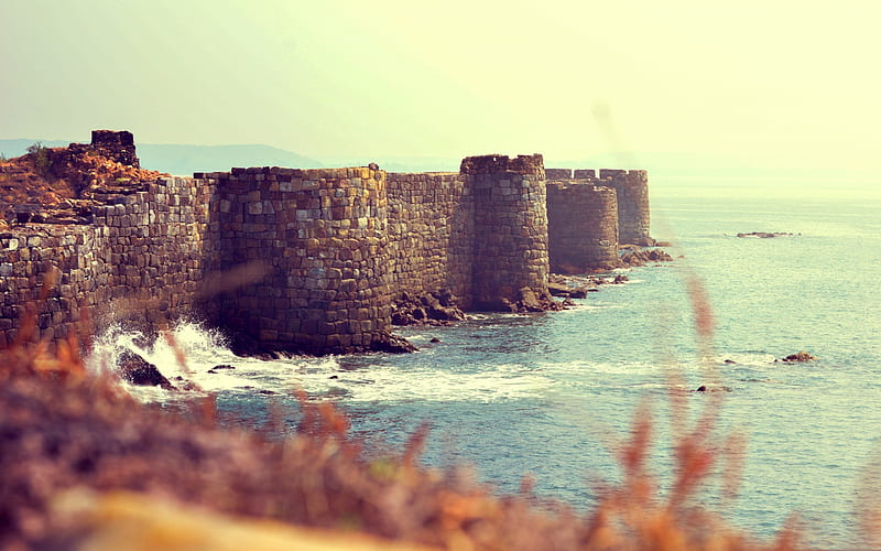 Sindhudurg Fort, old fortification, coast, Arabian Sea, Indian Ocean, Maharashtra, India, HD wallpaper