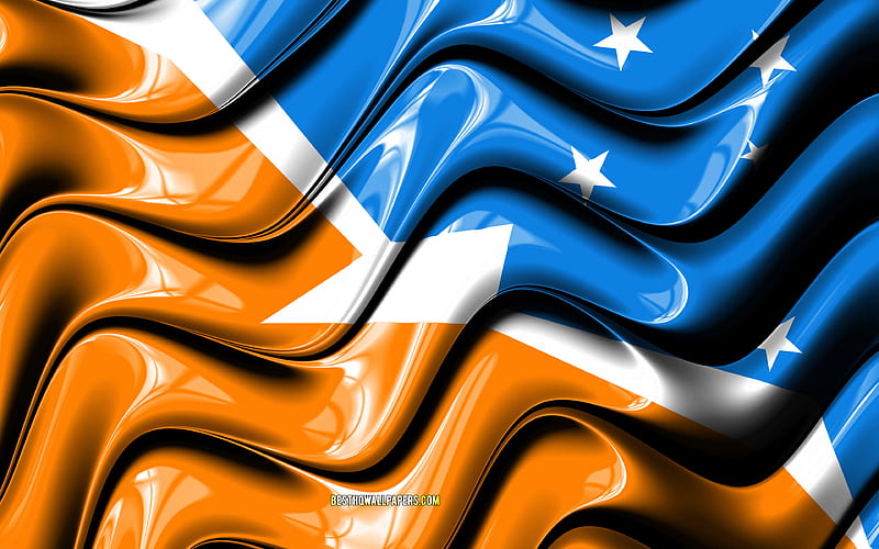 Tierra del Fuego flag Provinces of Argentina, administrative districts, Flag of Tierra del Fuego, 3D art, Tierra del Fuego, argentinian provinces, Tierra del Fuego 3D flag, Argentina, South America, HD wallpaper