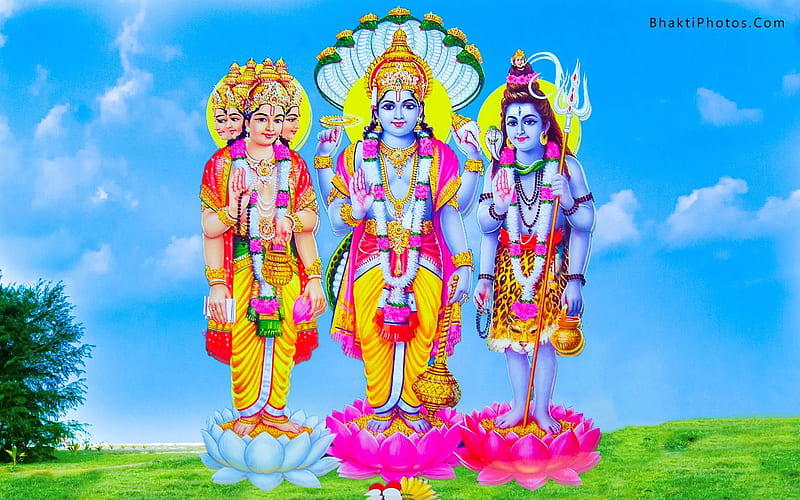 Hindu Tridev God Brahma Vishnu Mahesh - Bhakti, Lord Brahma, HD wallpaper