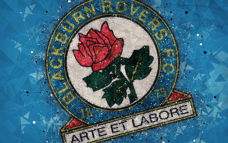 Blackburn Rovers FC geometric art, logo, blue abstract background, English football club, emblem, EFL Championship, Blackburn, England, United Kingdom, football, English Championship, HD wallpaper