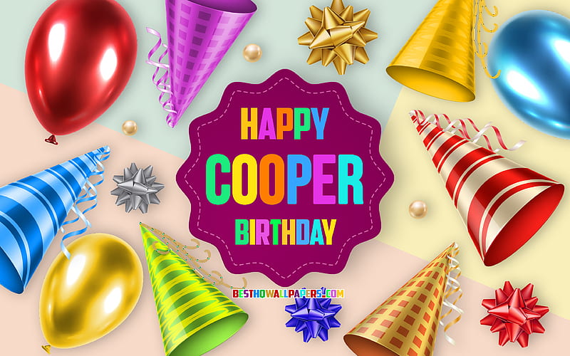 Happy Birtay Cooper, Birtay Balloon Background, Cooper, creative art, Happy Cooper birtay, silk bows, Cooper Birtay, Birtay Party Background, HD wallpaper
