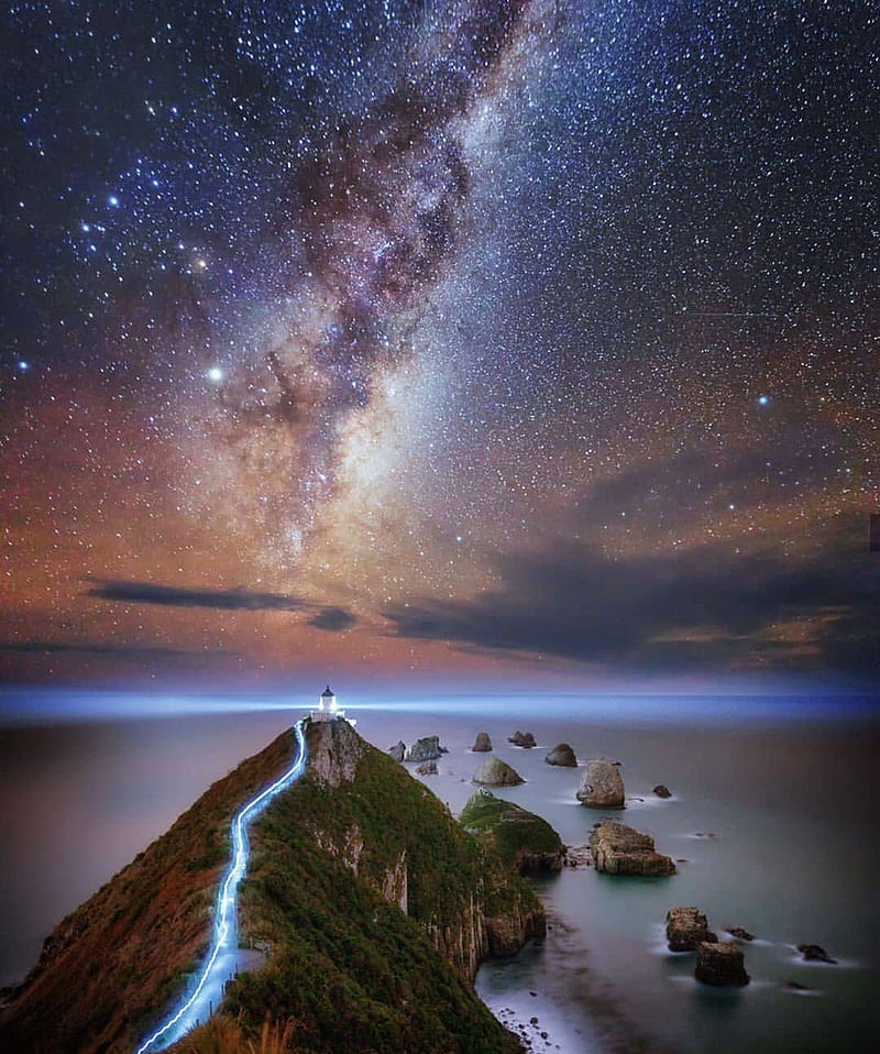 Milky way lights, flowers, lighthouse, milky way, natural, nature, ocean,  snow, HD phone wallpaper | Peakpx