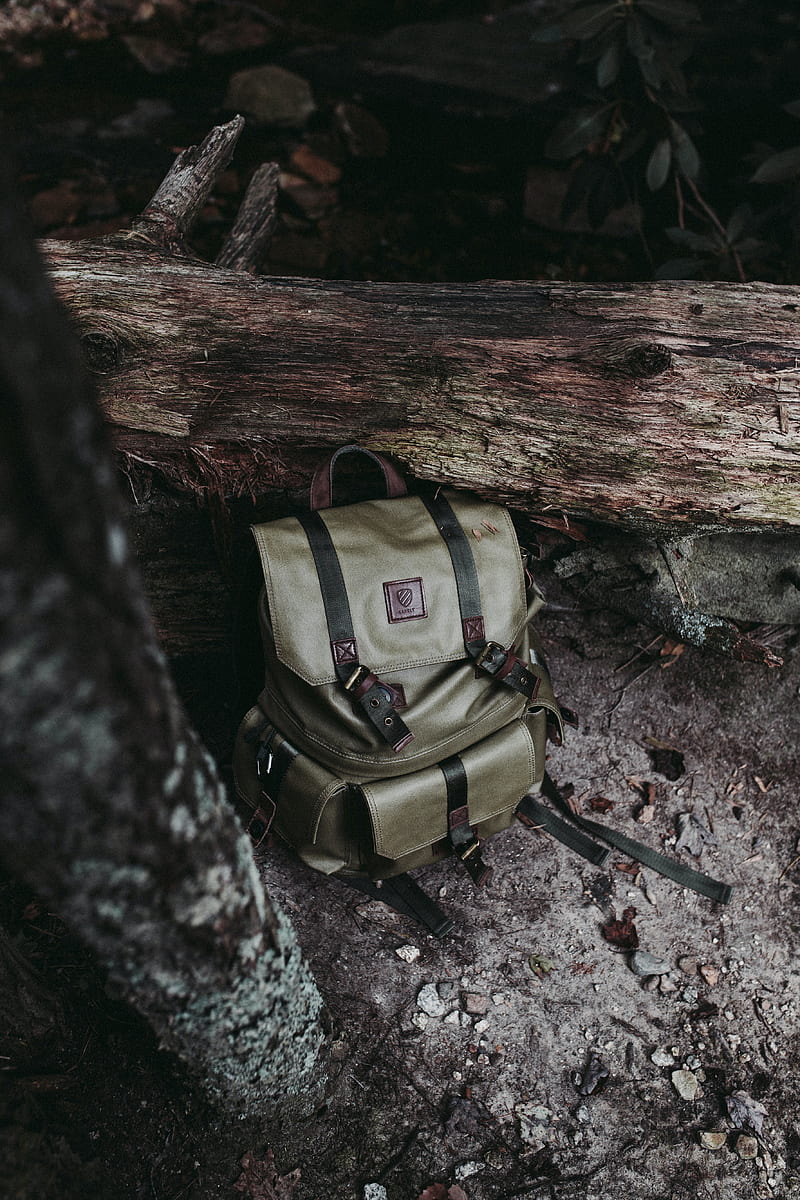 backpack, rocks, cave, HD phone wallpaper