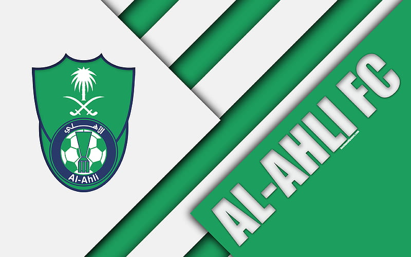 Al-Ahli Saudi FC green white abstraction, logo, Saudi Arabian football club, material design, Jeddah, Saudi Arabia, football, Saudi Professional, AlAhli Saudi Club, HD wallpaper