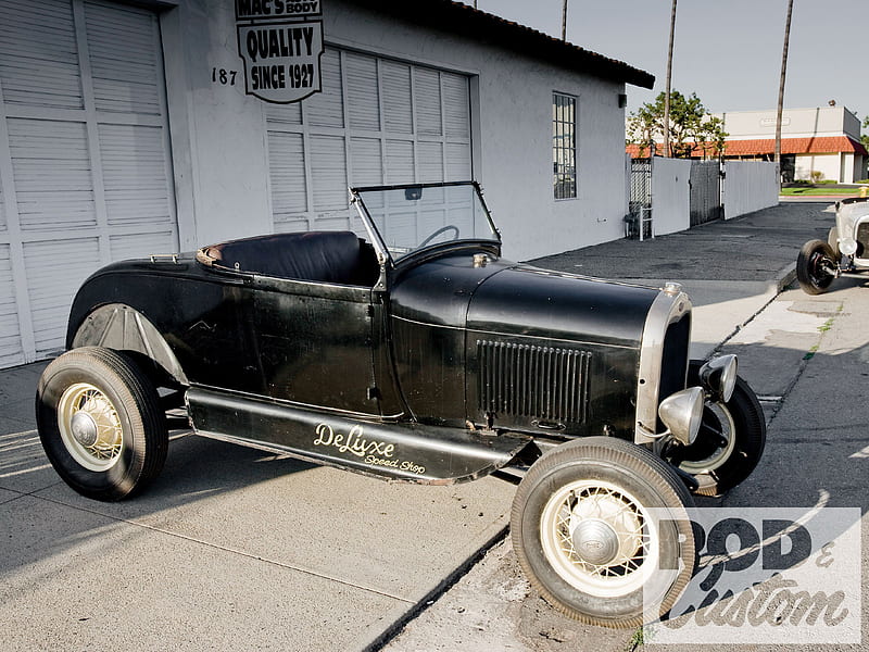 '28 Model A Roadster, black, hot rod, classic, roadster, HD wallpaper