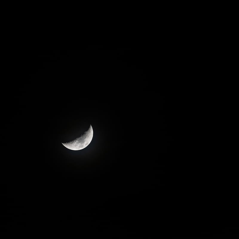 moon, crescent, full moon, bw, night, HD phone wallpaper