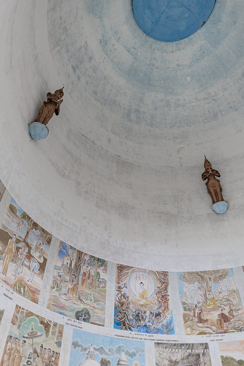 dome ceiling with figurines and paintings, HD phone wallpaper