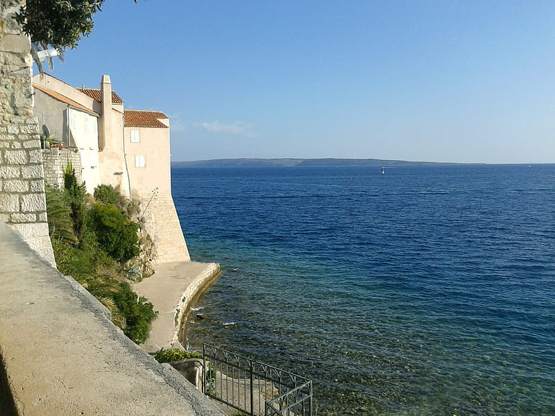 View from Rab, croatia, houses, rab, island, sea, HD wallpaper