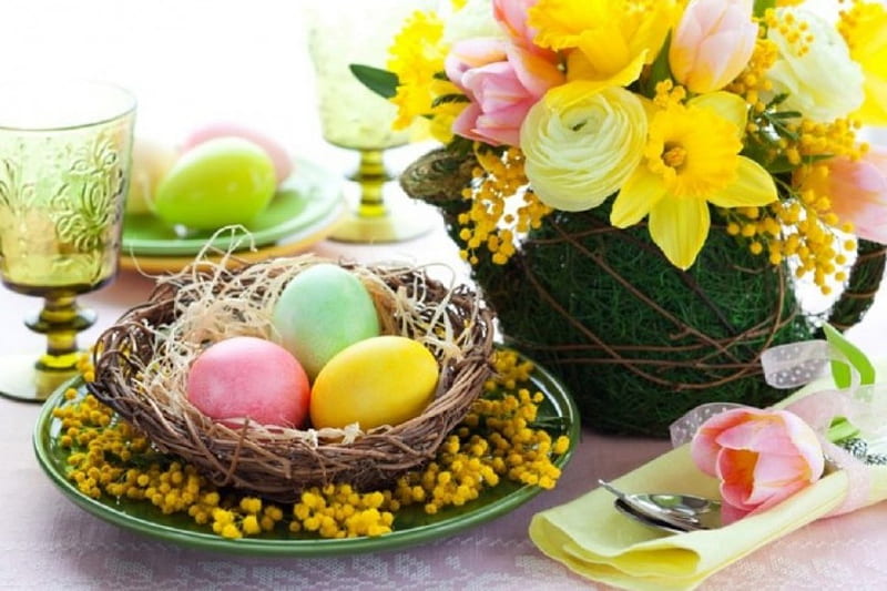 Lovely Easter Arrangement, still life, lovely, easter Eggs, spring ...