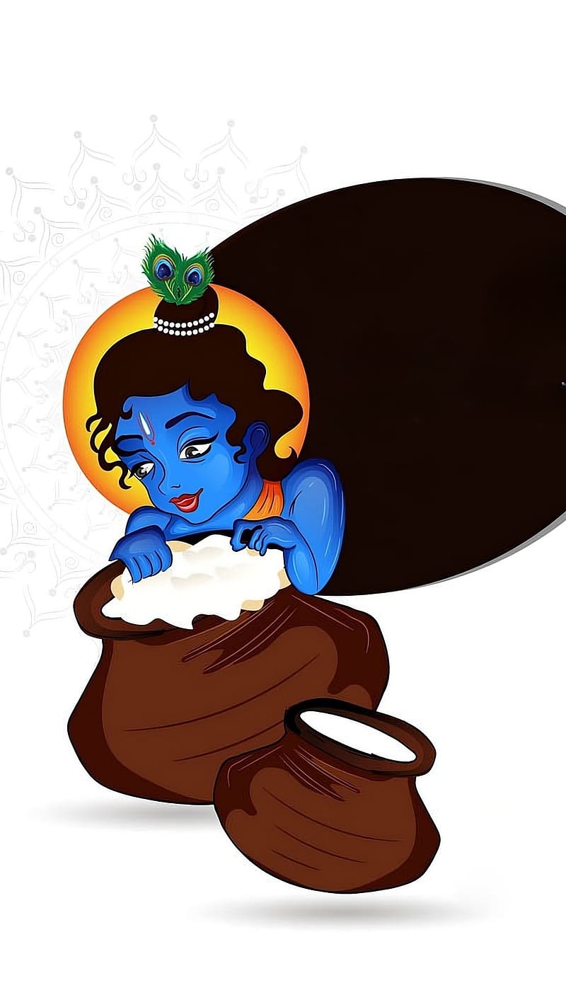 Shri Krishna Janmashtami, Cartoon Art, krishna janmashtami, lord, god, kanha ji, HD phone wallpaper