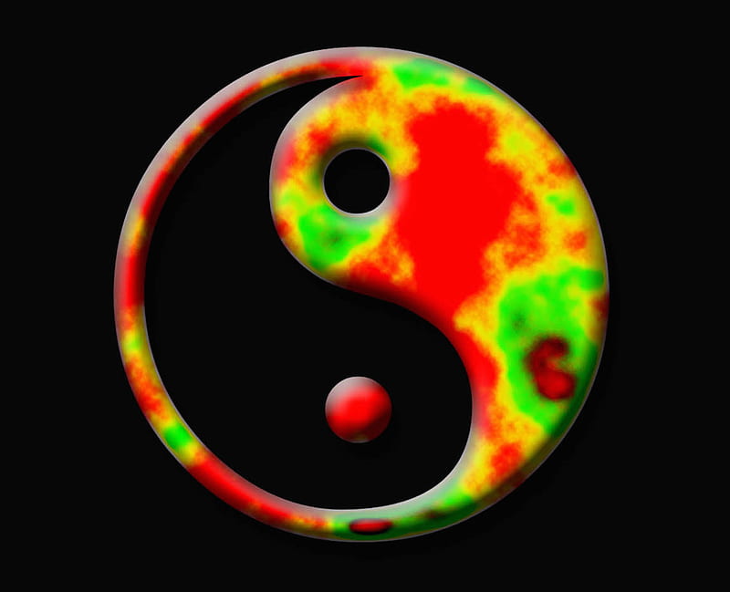 Colorful Yin Yang, complimentary, opposites, philosophy, yin yang, yinyang, HD wallpaper