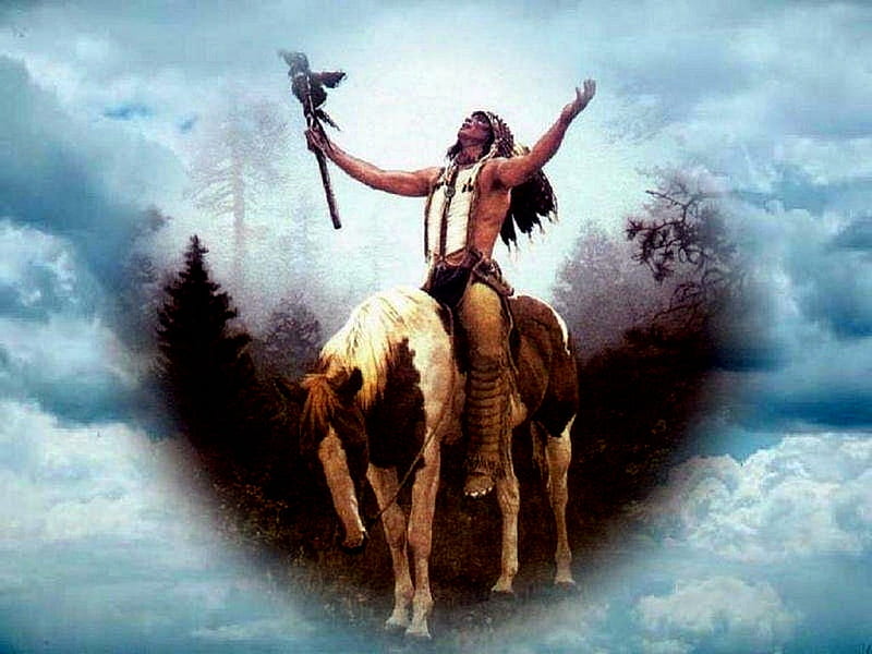 Native American Indian Spirit, Horse, Spirit, Man, Sky, Clouds, Native, American, Indian, HD wallpaper