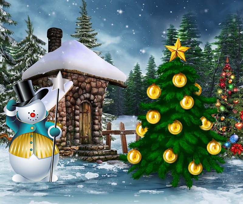 Merry christmas, snow, snowman, winter, xmas, HD wallpaper | Peakpx