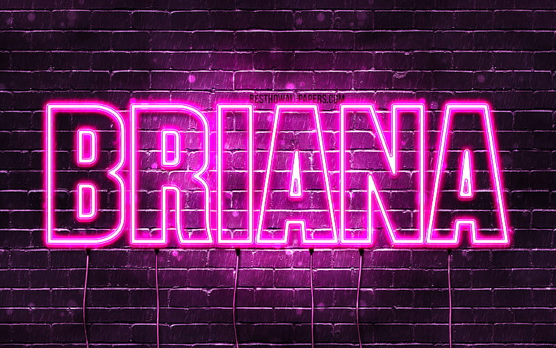 Briana with names, female names, Briana name, purple neon lights,  horizontal text, HD wallpaper | Peakpx