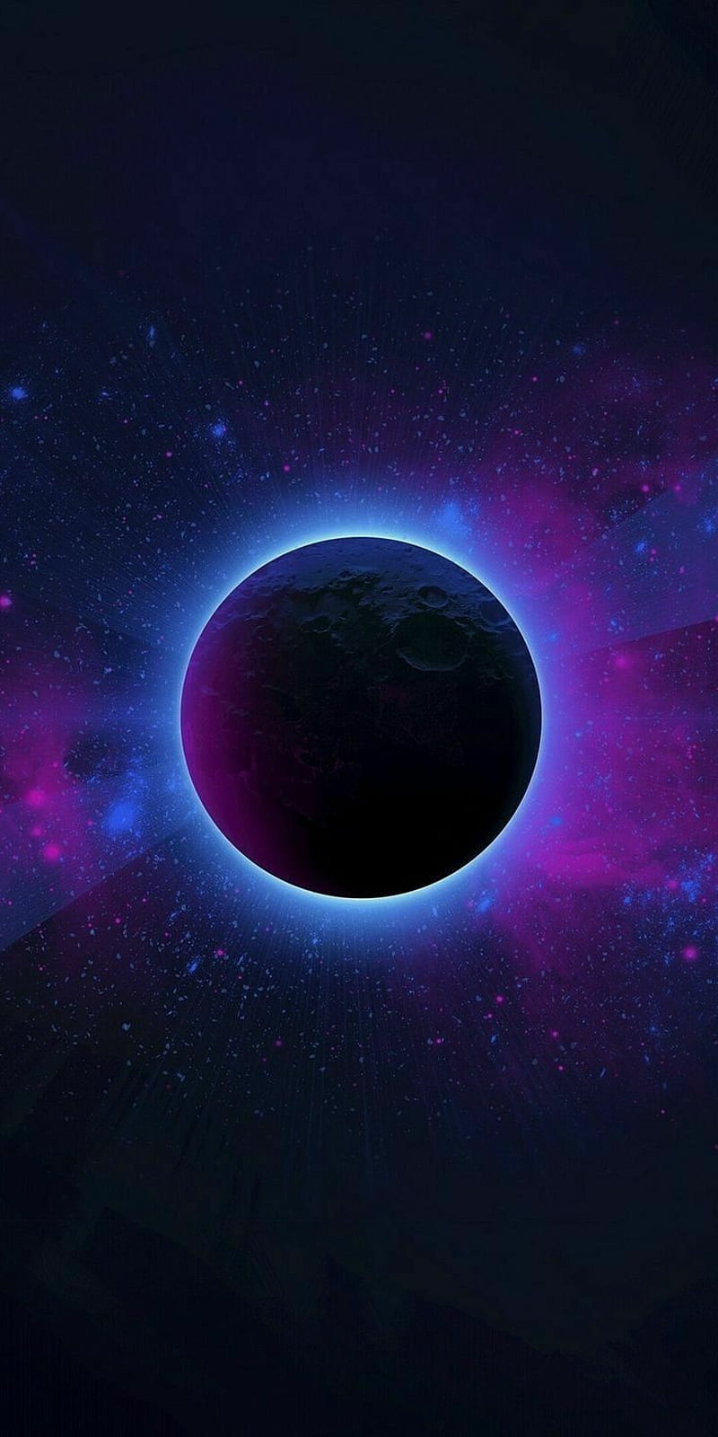 Blue Eclipse, black, galaxy, purple, space, stars, HD phone wallpaper