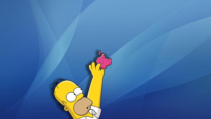 bart simpson in blue background with apple in hand movies, HD wallpaper