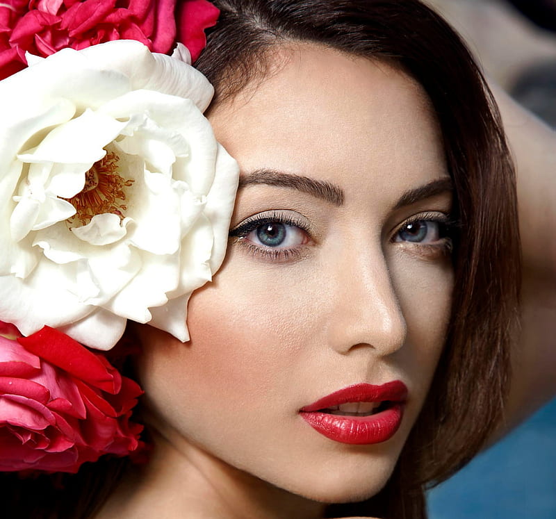 1080p Free Download Beauty Red Model Rose Woman Lips Girl