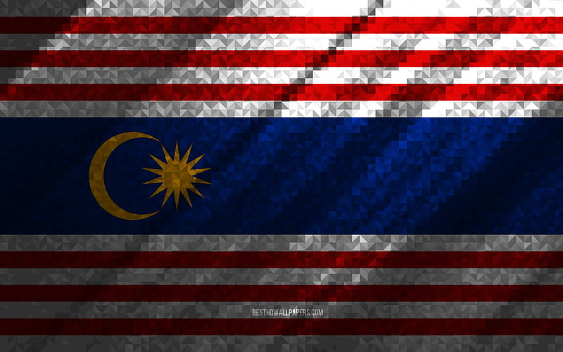 Flag of Kuala Lumpur, multicolored abstraction, Kuala Lumpur mosaic flag, Kuala Lumpur, mosaic art, Kuala Lumpur flag, HD wallpaper