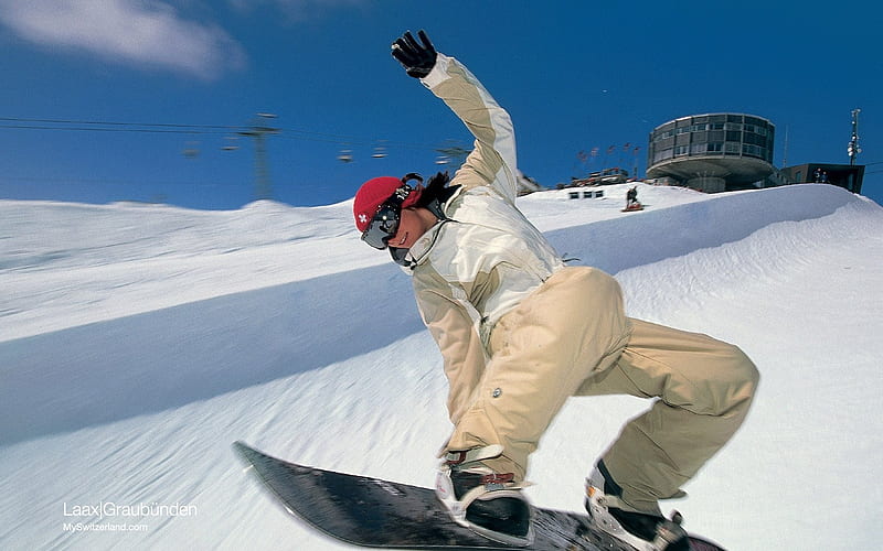 Snowboarding in Laax ski resort-Switzerland ski Vacation, HD wallpaper
