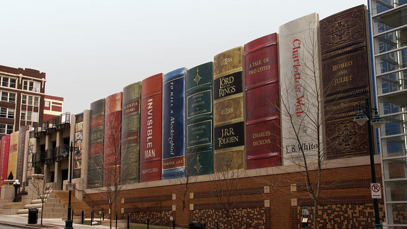 Well done facade, cool, books, Clever, library, HD wallpaper