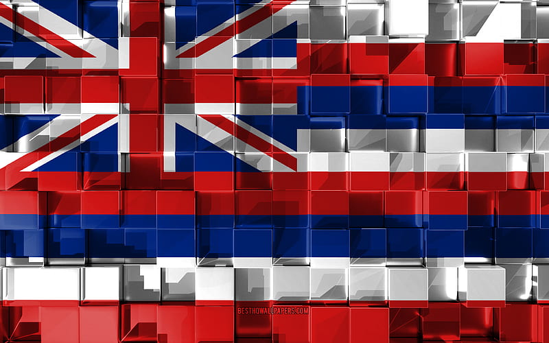 Flag of Hawaii, 3d flag, US state, 3d cubes texture, Flags of American states, 3d art, Hawaii, USA, 3d texture, Hawaii flag, HD wallpaper