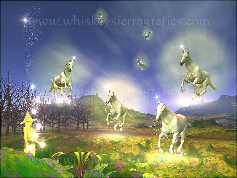 return of the unicorns, 3d, horse, unicorn, other, HD wallpaper