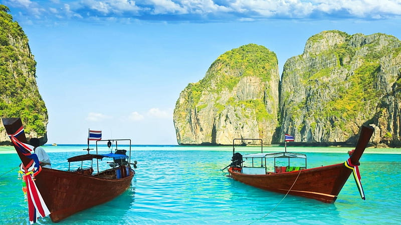 Thailand, boats, boat, Travel, beach, HD wallpaper