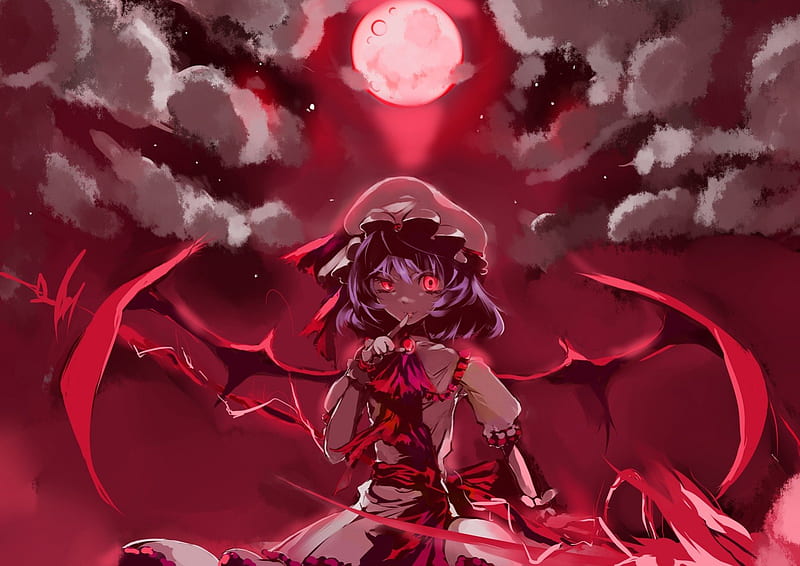 Red Moon Remilia Girl Anime Touhou Game New Clasic Wall Remilia Hd Wallpaper Peakpx